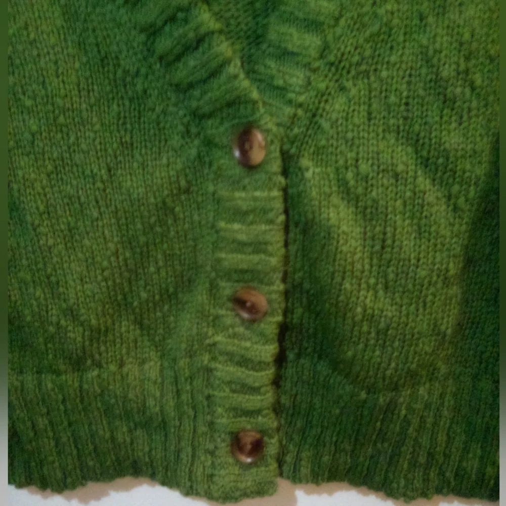 Michael Kors Green Cropped Knit Cardigan 100% Cotton Size XS Fall - Picture 6 of 14